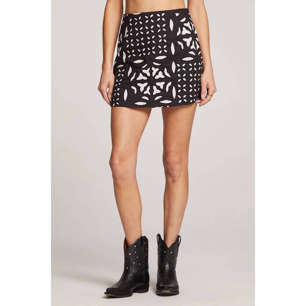NEW SALTWATER LUXE reesa mini skirt in black geometric